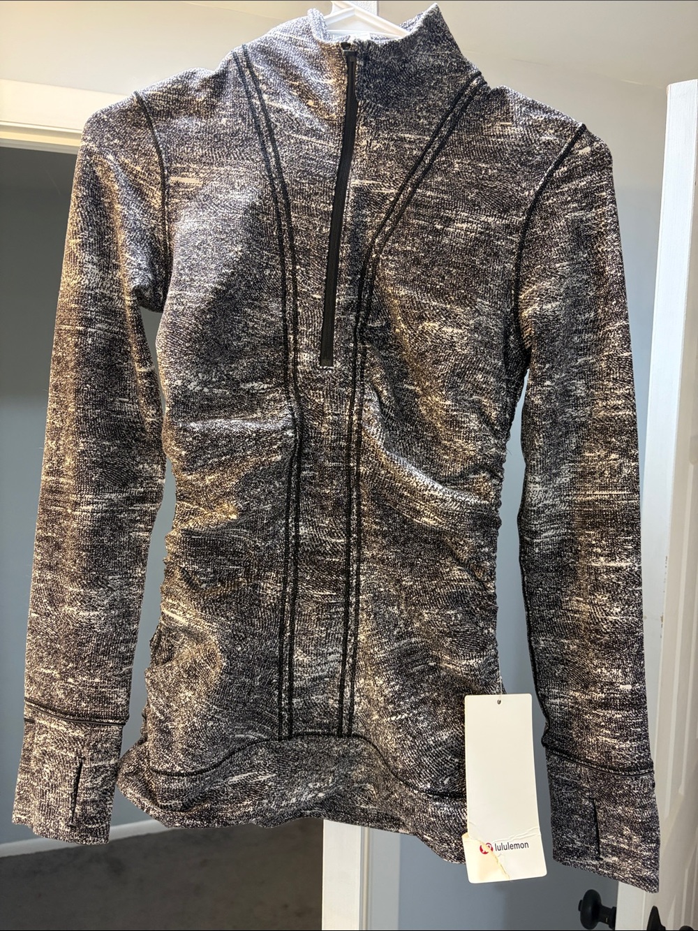 🌟 NWT lululemon athletica Women's Heathered Black Zip-Up Sweater